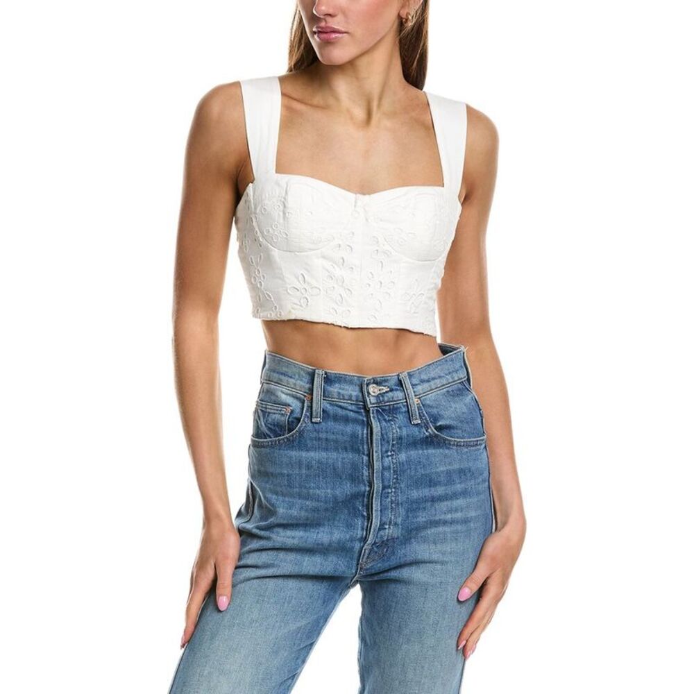 Hemant & Nandita Womens Eyelet Corset Top, White